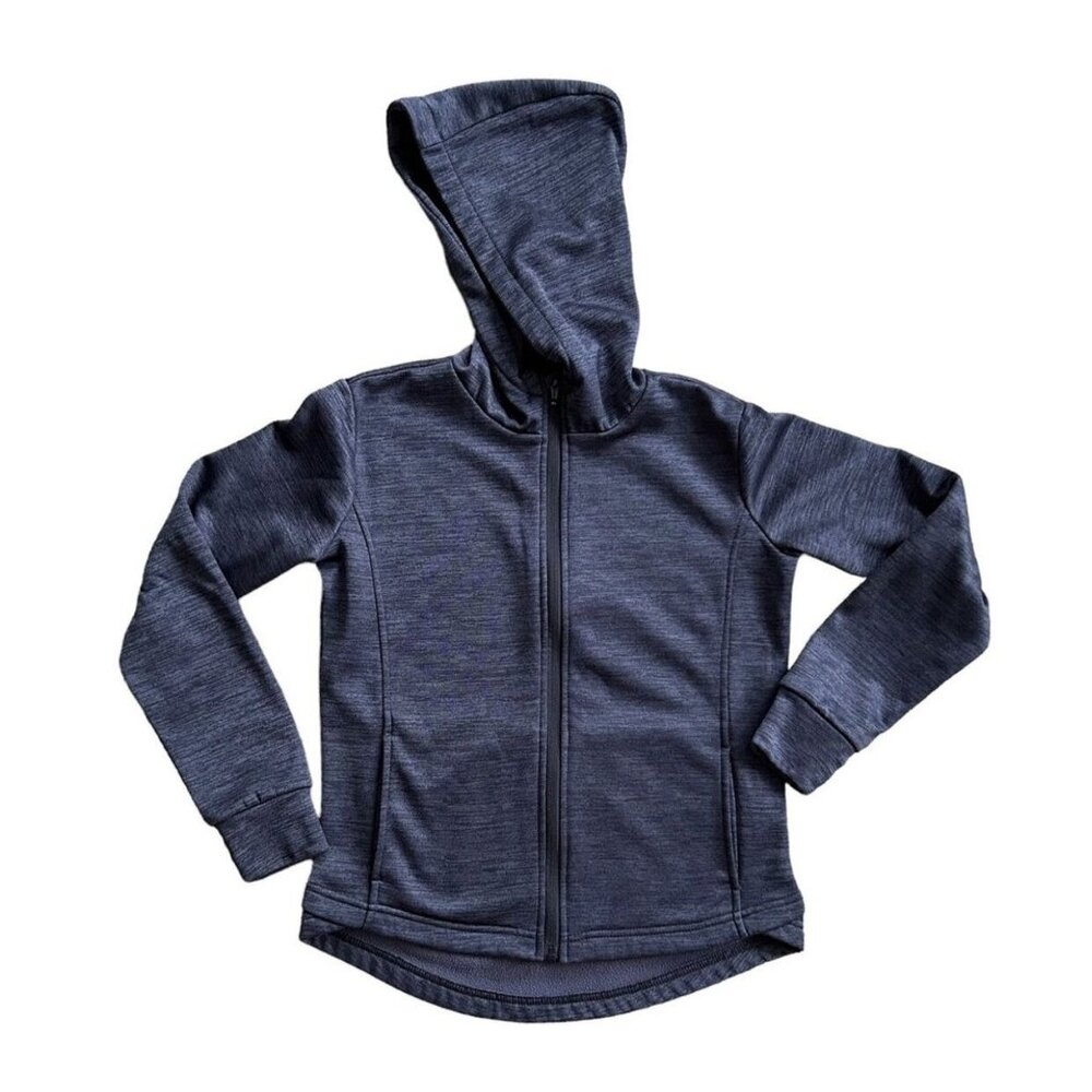 Z By Zella Black Space Dye Hi-Low Full Zip Hoodie Girls L (10/12)